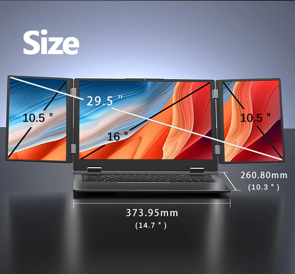16+10.5+10.5inch Triple Screen Laptop I7-1260P 64GB 4TB DDR4 Win11 Face Recognition Fingerprint Unlock WIFI6 HDMI Computer
