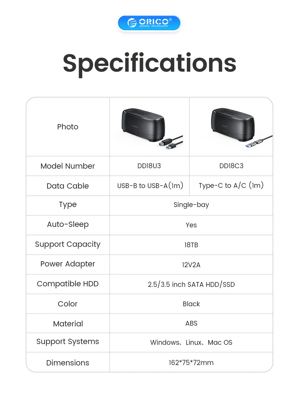 ORICO SATA to USB3.0 Hard Disk Docking Station for 2.5" Speed HDD Docking Station Hard Drive Enclosure 3.5" SSD Disk Case 5Gbps