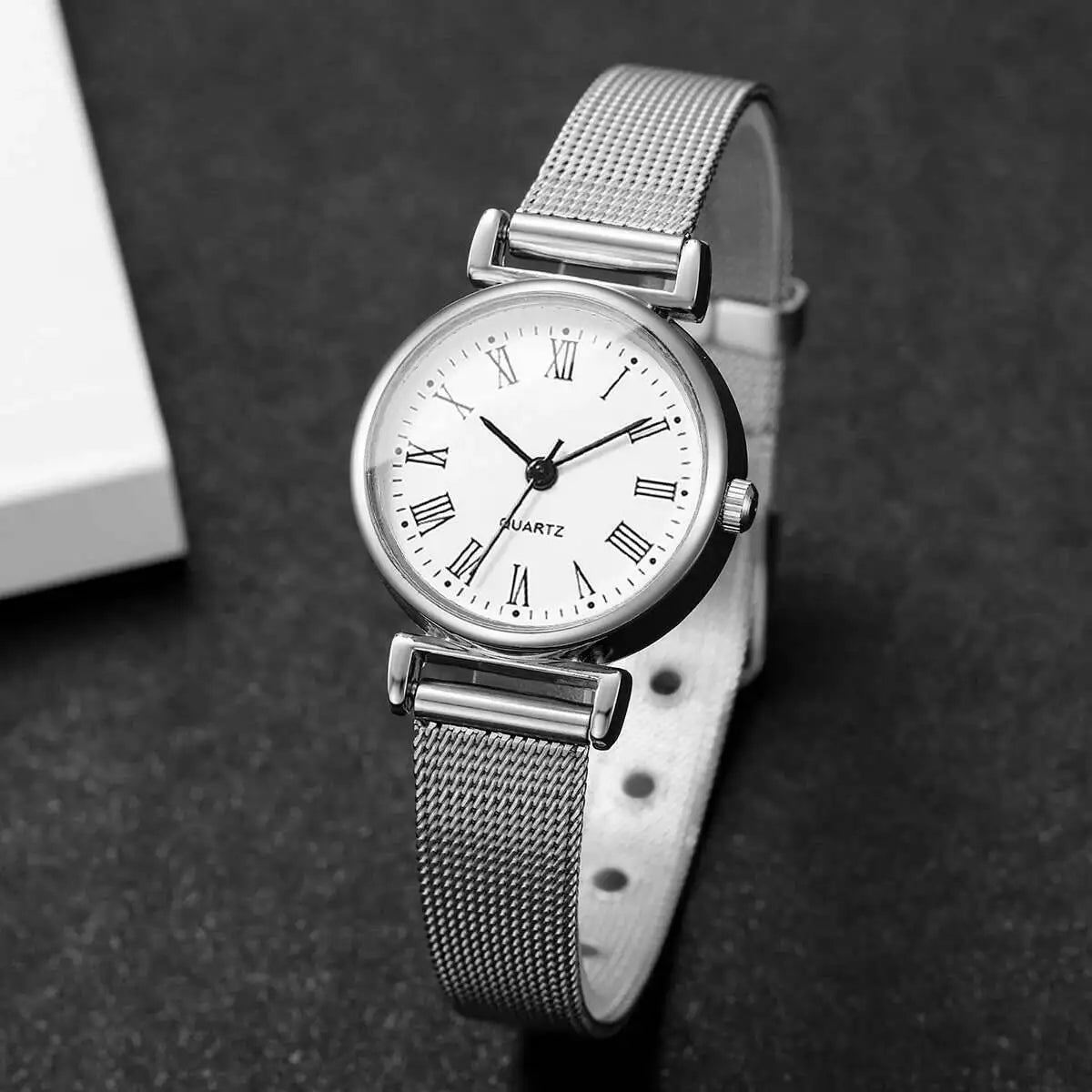 1/2PCS Fashion Women Watches Casual Roma Dial Mesh Band Quartz Wristwatch Reloj Mujer（Without Box）