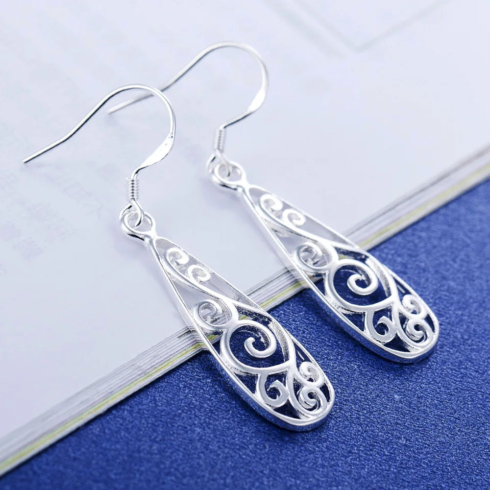 Charms 925 Sterling Silver Pretty drop shape Earrings for Women Christmas Gifts fashion wedding party noble Jewelry