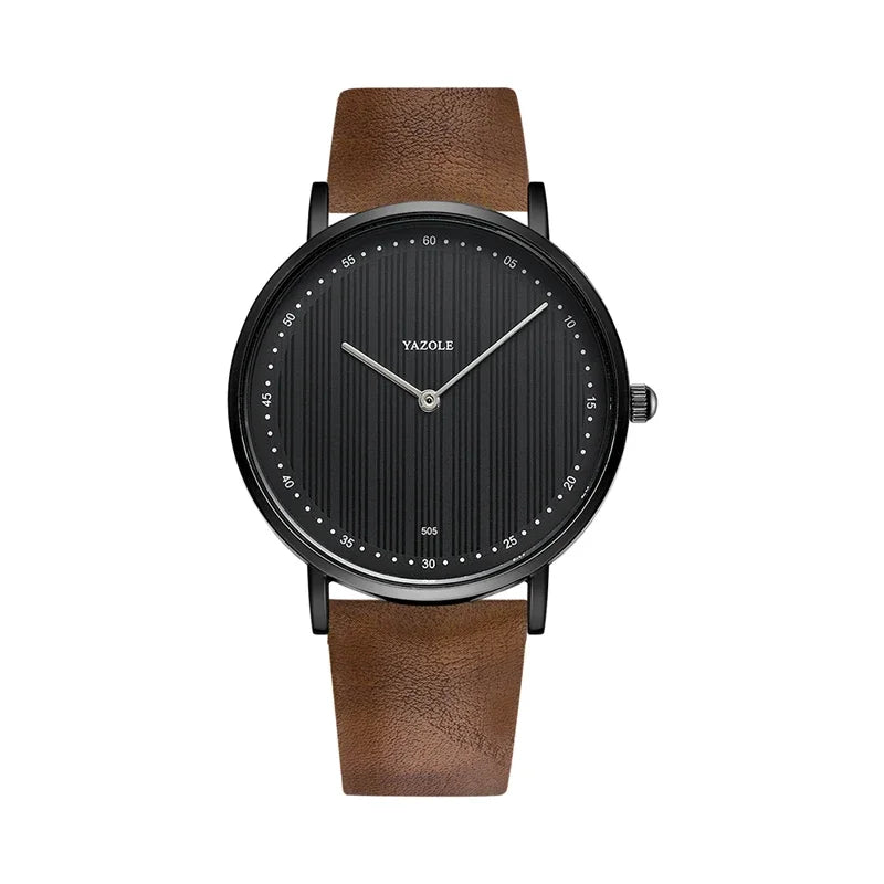 YAZOLE Men's Watches Classic Black Brown Quartz Wrist Watches for Men Women Leisure Simple Man Watch Clock Gift Reloj Hombre