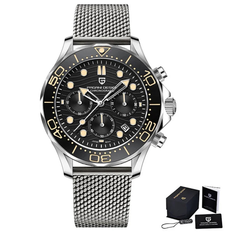 PAGANI DESIGN Men's Watches 2025 Top Brand Luxury Quartz Watch For Men Stainless Steel Chronograph Waterproof Sport VD53 Reloj
