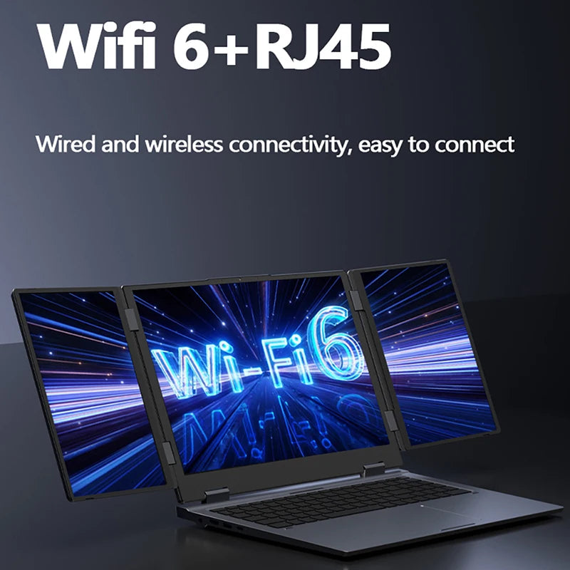 16+10.5+10.5inch Triple Screen Laptop I7-1260P 64GB 4TB DDR4 Win11 Face Recognition Fingerprint Unlock WIFI6 HDMI Computer