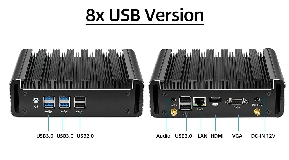 XCY X31Y Fanless Mini PC Intel Core Processor i7 5500U i5 5200U i3 5005U WiFi Gigabit Ethernet Windows Linux Thin Client HTPC