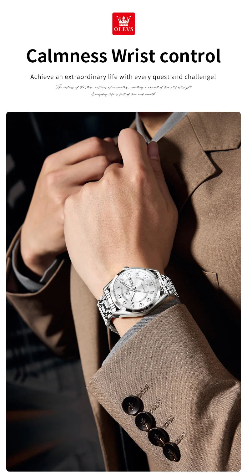 OLEVS 3666 Couple Watch Luxury Original Fashion Brand Waterproof Luminous Quartz Watch Man And Woman Watches Calendar Design
