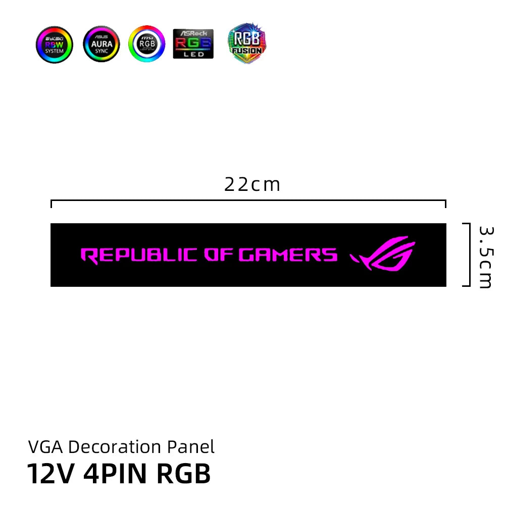 RGB GPU Side Panel Customizable A-RGB VGA Decoration Video Card Cover Customize 5V3PIN/12V4PIN AURA PC MOD PC Case MOD RTX GTX