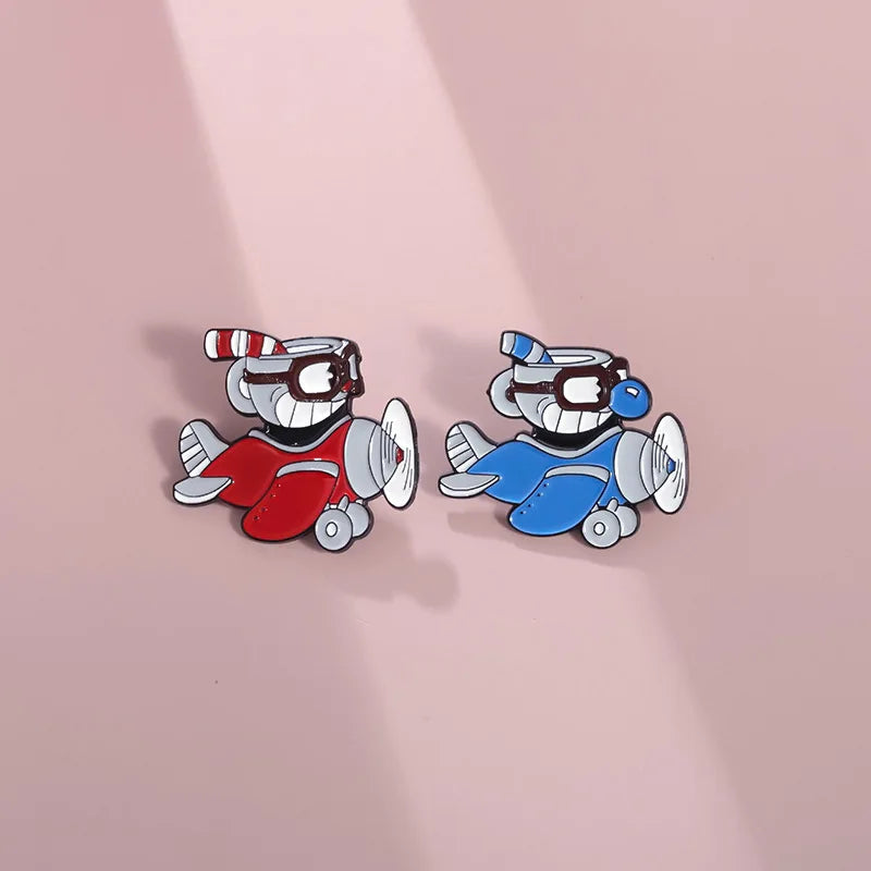 Shooting Game Cup Enamel Pins Creative Cuphead  Fighting Comic Character Lapel Badges Backpack Jewelry Gifts For Friends