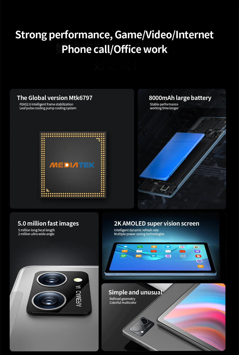 Original BDF Tablet Pc 10.1 Inch 8GB RAM 256GB ROM Android 12 Octa Core 3G 4G LTE Internet WiFi Internet BT Global Version