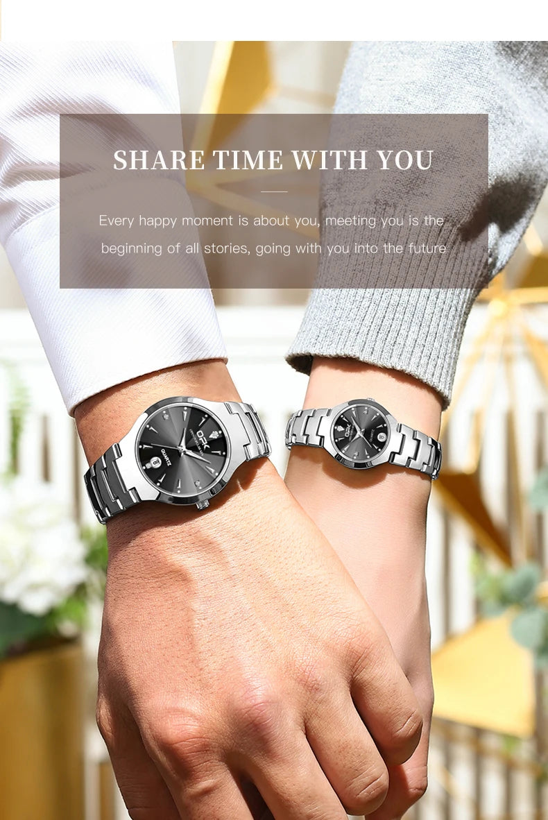 OPK 8105 Couple Watch Classic Fashion Waterproof Glow Quartz watch Band Luxury Date Week Men's and Women's Couple Watches