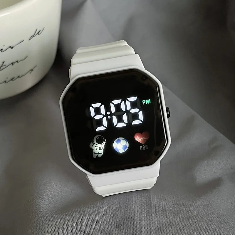 Simple Smart LED Watch Children Digital Wristwatch Kids Silicone Strap Sport Fitness Electronic Watches Heart Rate Clock Watch