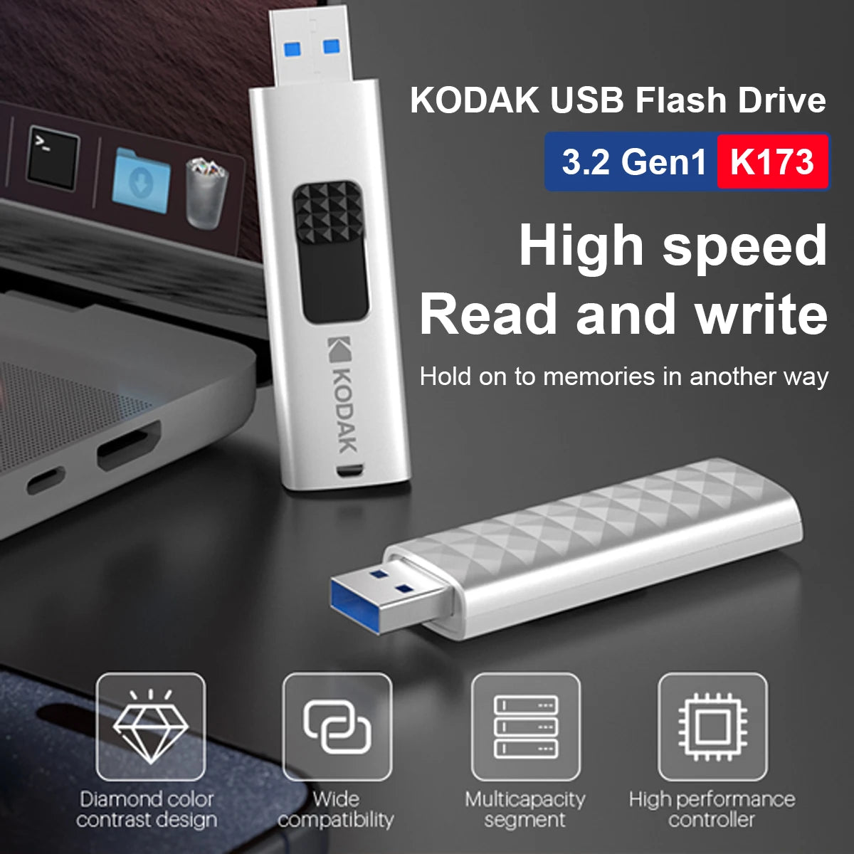 Kodak 256GB USB 3.0 Flash Drive High Speed -Portable Thumb Drive for PC/Laptop/TV, Photo Video Storage, Data Transfer, Plug&Pla
