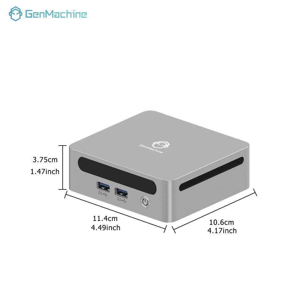 GenMachine Mini PC AMD Ryzen5 PRO 6600H Windows 11Pro 16GB LPDDR5 Dual Channel NVMe M.2 WIFI6 Desktop Office Computer pc gamer