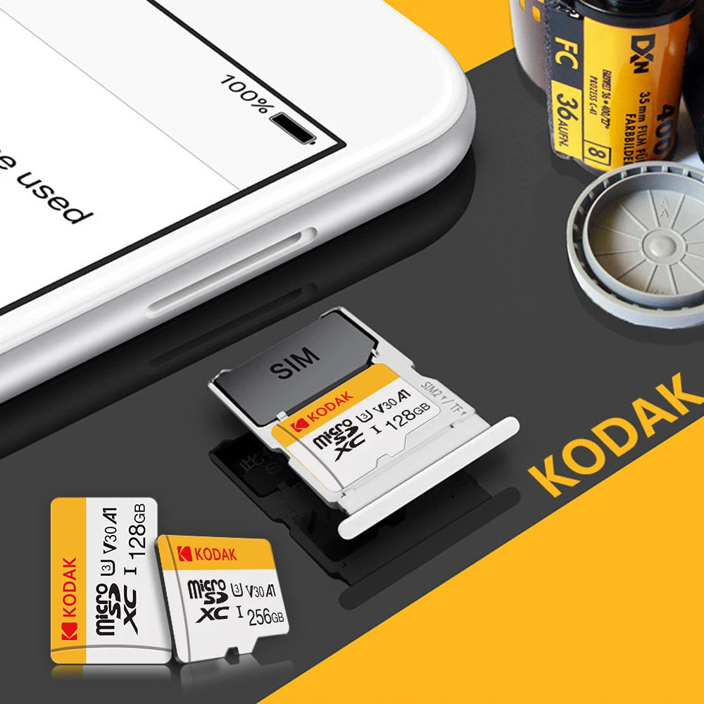 Original Kodak Micro SD Card 128GB Class10 Memory Cards 64GB Flash Card 256GB 32GB V30 U3 cartao de memoria For Driving Recorder
