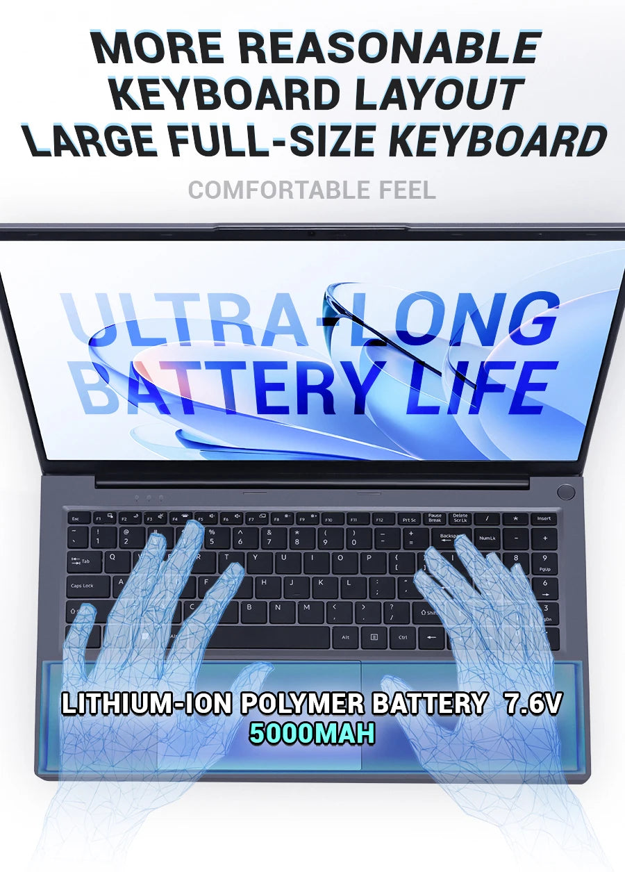 Firebat Laptop AT15 15.6 Inch Intel N150 DDR4 16GB RAM 512GB 1TB SSD 1920*1080 Windows 11 Notebook Backlit Integrated Numpad