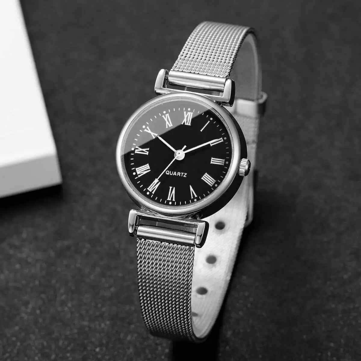 1/2PCS Fashion Women Watches Casual Roma Dial Mesh Band Quartz Wristwatch Reloj Mujer（Without Box）