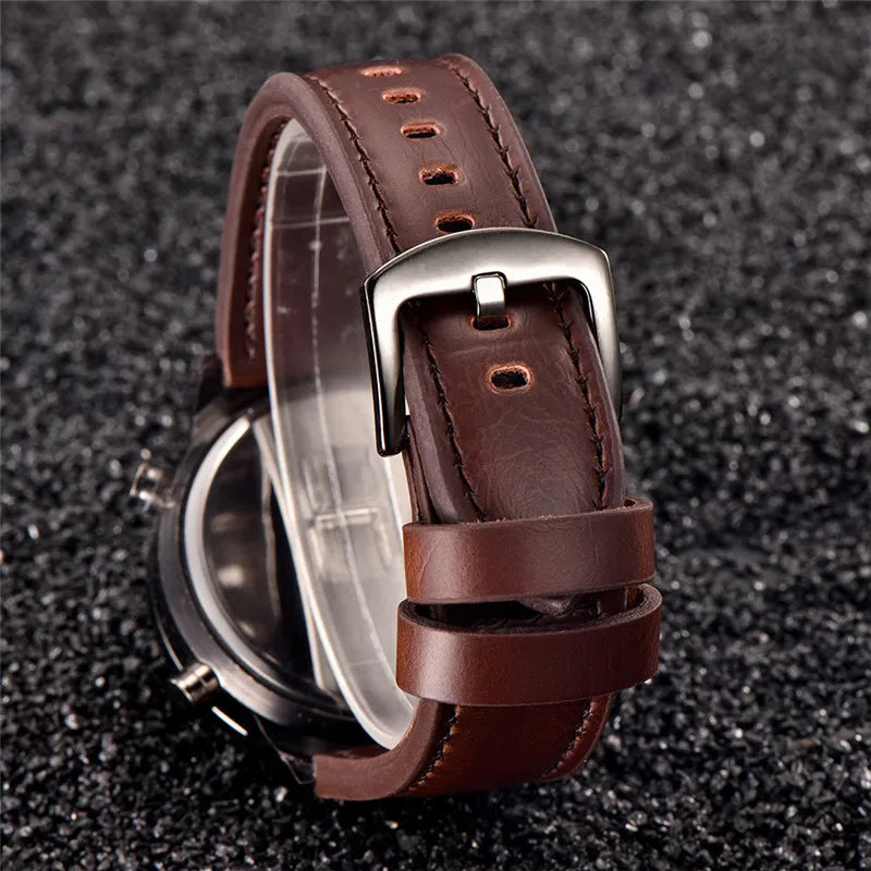 1pc / lot Men Genuine XINEW Brand Designer Watches Students Fashion Leather Band Alarm Stopwatch Electronic Watch Montre Homme