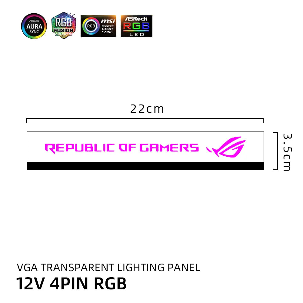 RGB GPU Side Panel Customizable A-RGB VGA Decoration Video Card Cover Customize 5V3PIN/12V4PIN AURA PC MOD PC Case MOD RTX GTX