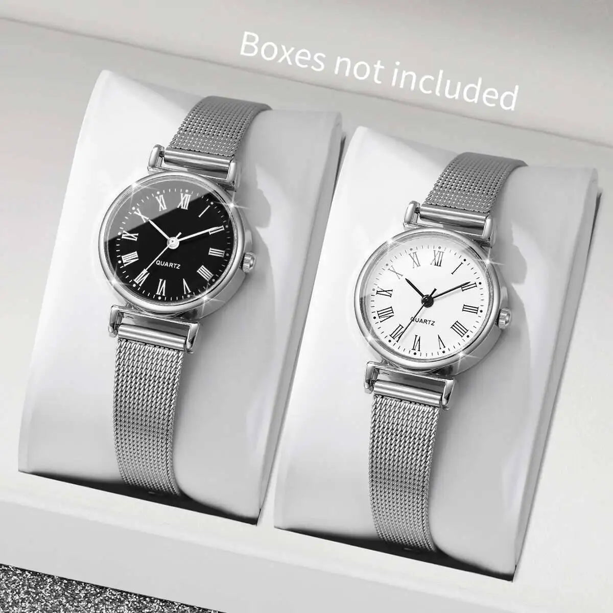 1/2PCS Fashion Women Watches Casual Roma Dial Mesh Band Quartz Wristwatch Reloj Mujer（Without Box）