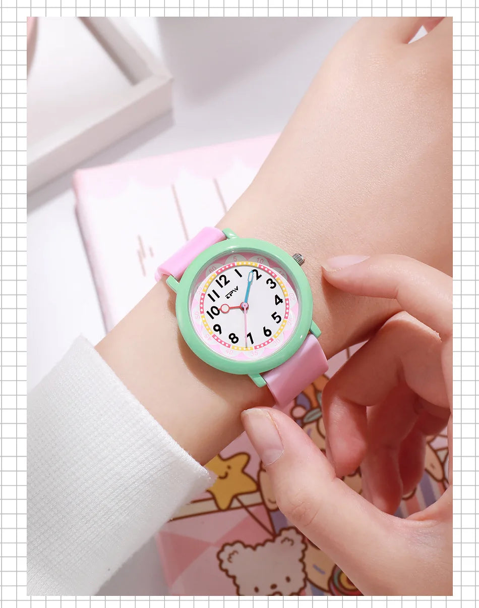 Colored Dial Children's Watch Leisure Glow Student Quartz Sports Outdoor Waterproof Exam Boy and Girl Watch Gift