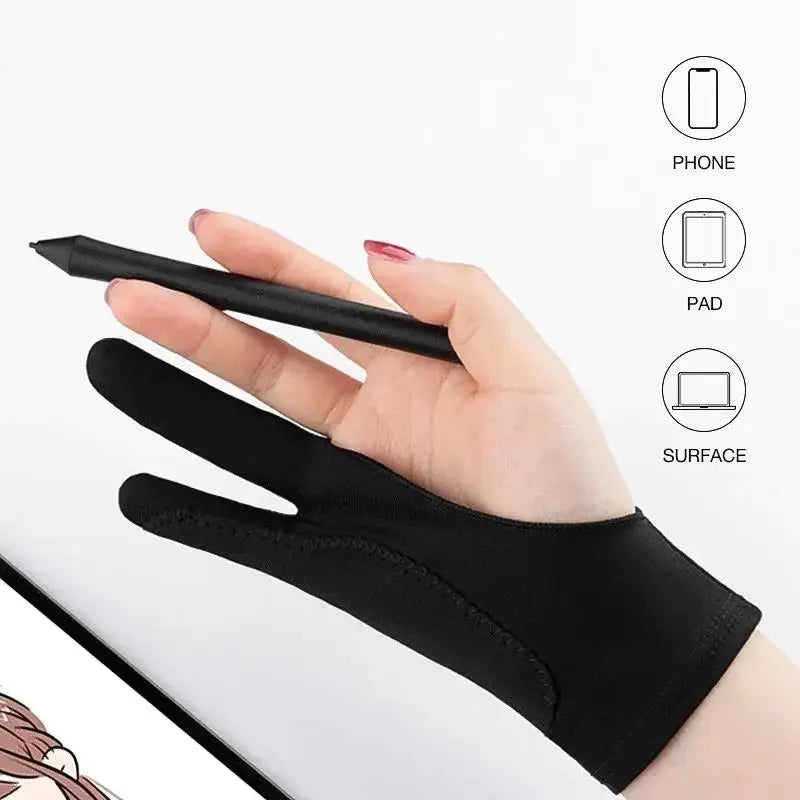 Two-Finger Anti-fouling Drawing Glove For Artist Drawing Pencil Graphics Tablet Pad Pen Palm Rejection Glove for iPad & Android