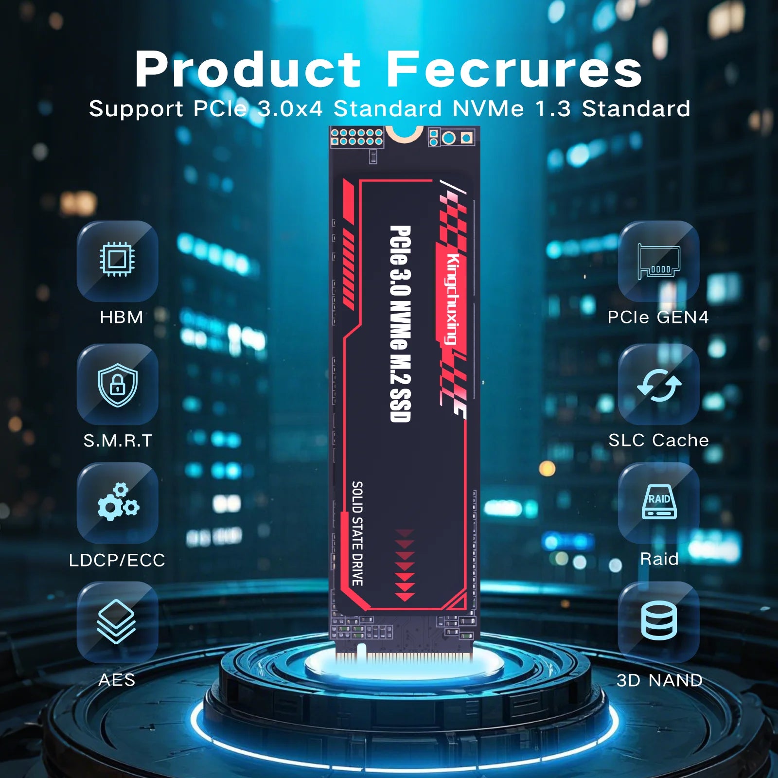 Kingchuxing SSD Nvme M2 Pcie Gen3x4 PCIe3.0 2280 2TB 1TB 512GB Laptop PC Desktops