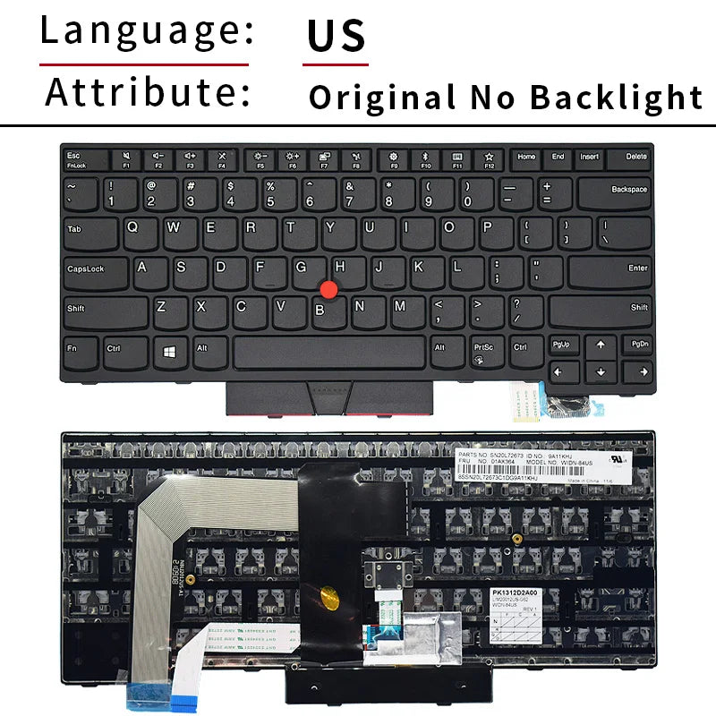 Laptop Replacement Keyboard For Lenovo ThinkPad T470 T480 keyboard A475 A485 Notebook keyboard 01HX459 01AX364 US Russian