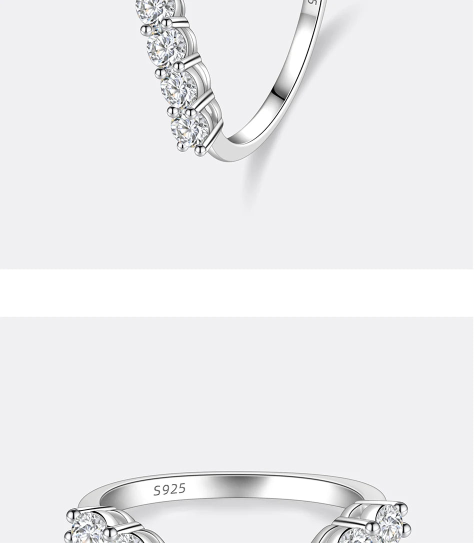 PERFANY 3mm All Moissanite Ring for Women S925 Pure Silver V-shaped GRA Certified Diamond Fashion Luxury Party Jewelry