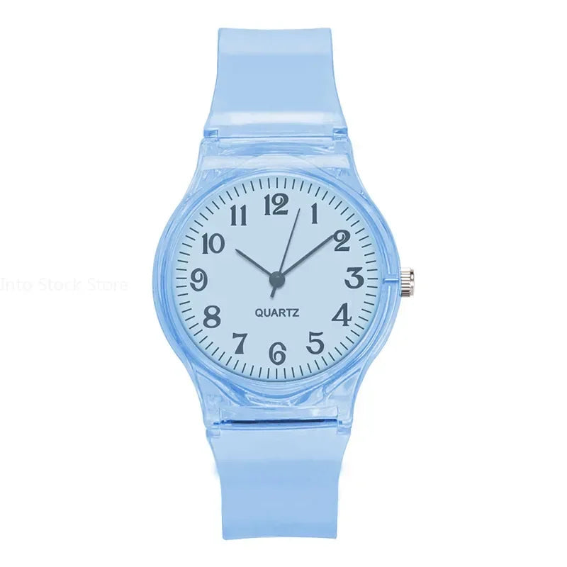 Kids Watch Children Quartz Watches Wristwatch Jelly for Girl and Boy Clocks Sport Baby Student Transparent Plastic Montre Femme