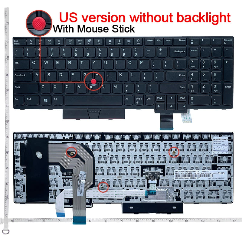 PO/LA/RU/US New  for Lenovo Thinkpad T570 T580 T570 P51S T580 P52S 01ER582 01ER541 SN20M07934 English Keyboard