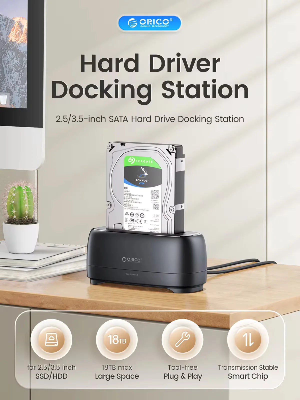 ORICO SATA to USB3.0 Hard Disk Docking Station for 2.5" Speed HDD Docking Station Hard Drive Enclosure 3.5" SSD Disk Case 5Gbps