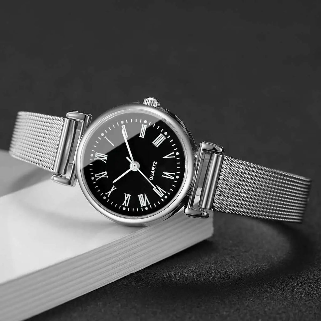 1/2PCS Fashion Women Watches Casual Roma Dial Mesh Band Quartz Wristwatch Reloj Mujer（Without Box）