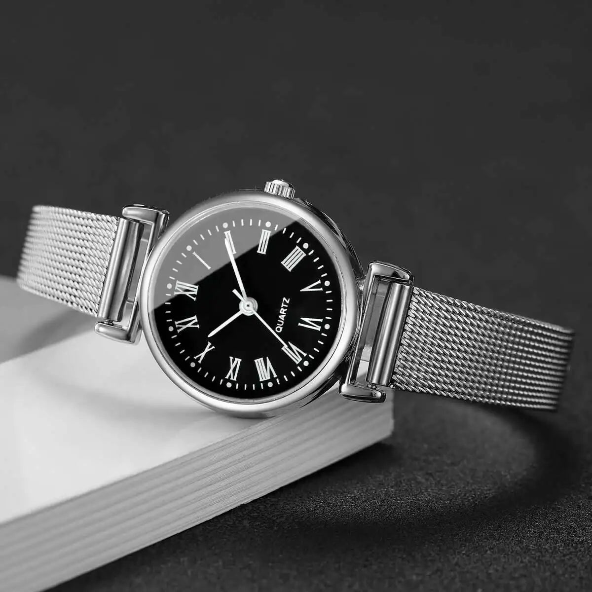 1/2PCS Fashion Women Watches Casual Roma Dial Mesh Band Quartz Wristwatch Reloj Mujer（Without Box）