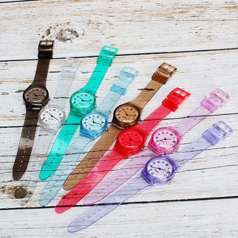 Kids Watch Children Quartz Watches Wristwatch Jelly for Girl and Boy Clocks Sport Baby Student Transparent Plastic Montre Femme