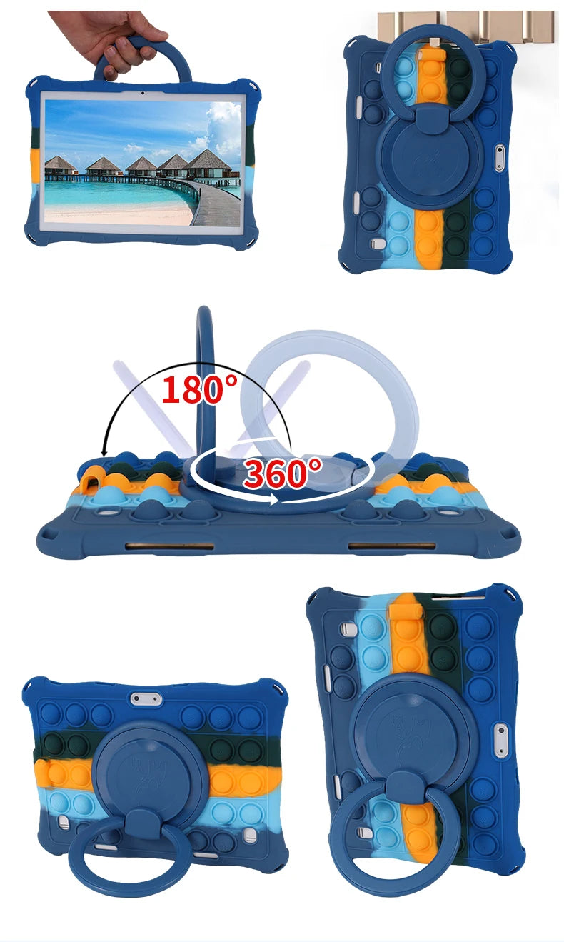 10.1"Kids Friendly Universal Tablet Case Soft Silicon 10 10.1 inch Lightweight Cover Stand Shockproof Funda 24x17cm/9.5x6.69inch