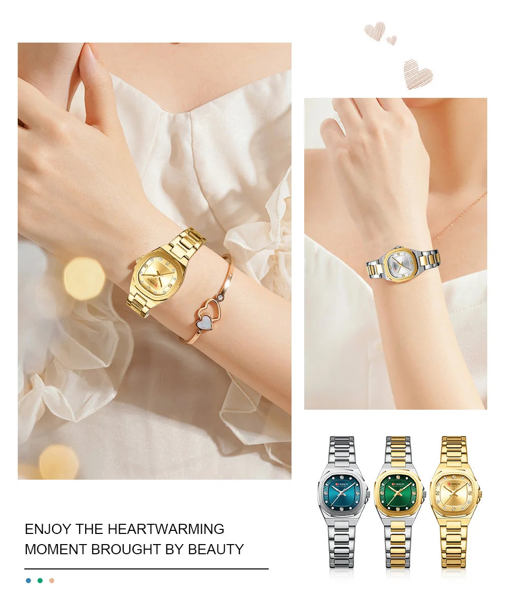 Curren Women Watch Luxury Fashion Quartz Crystal Waterproof Ladies Elegant Wristwatch Gifts For Girls