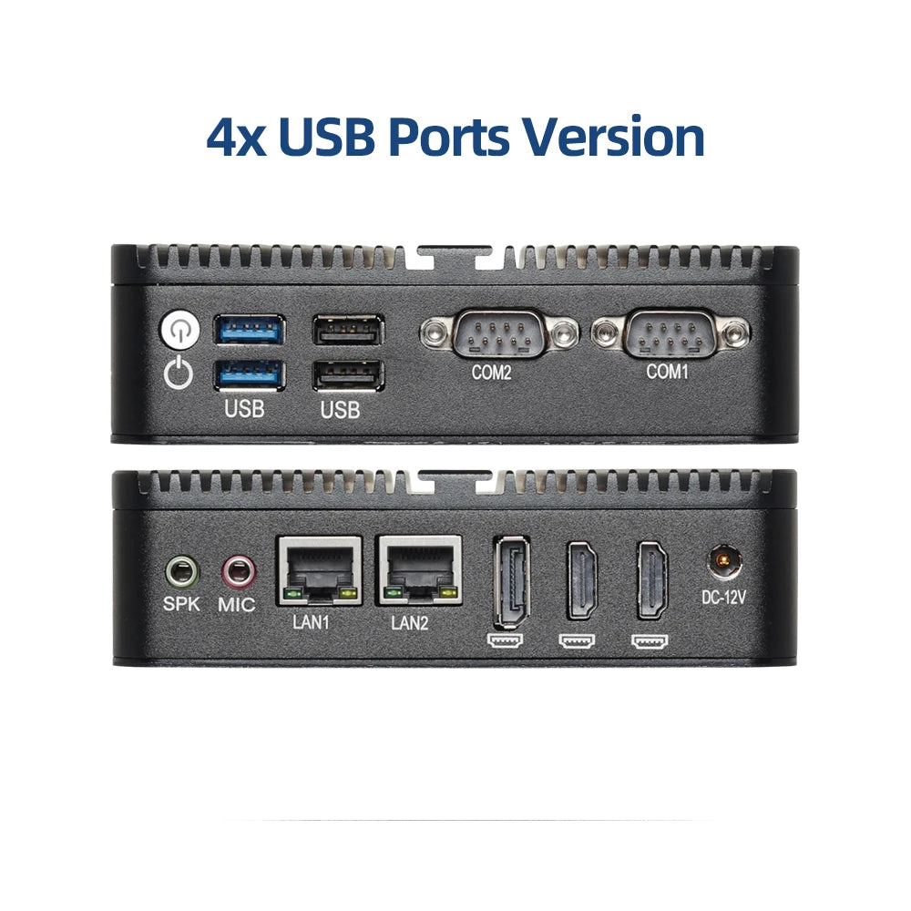 Intel N100 Mini Industrial PC 2x Serial Ports RS232 2x Gigabit Ethernet 2x HDMI 1xDP Support 3 Screens Display Win10/11 Linux