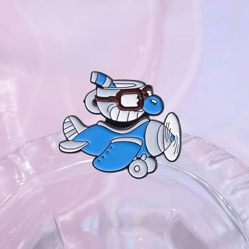 Shooting Game Cup Enamel Pins Creative Cuphead  Fighting Comic Character Lapel Badges Backpack Jewelry Gifts For Friends