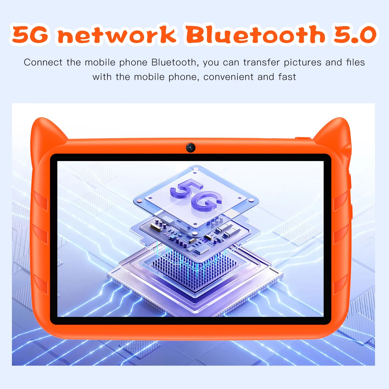 New 7" Kids Tablet with Cartoon Pattern Quad Core 4GB+64GB ROM Bluetooth 5G WiFi Learning Education Game Children's Gift