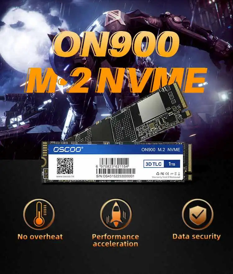 OSCOO SSD M.2 2280 NMVe PCIe Gen3.0x4 Internal SSD Solid State Drive 3D TLC NAND Flash 128GB 256GB 512GB 1TB PCIe Hard Disk SSD