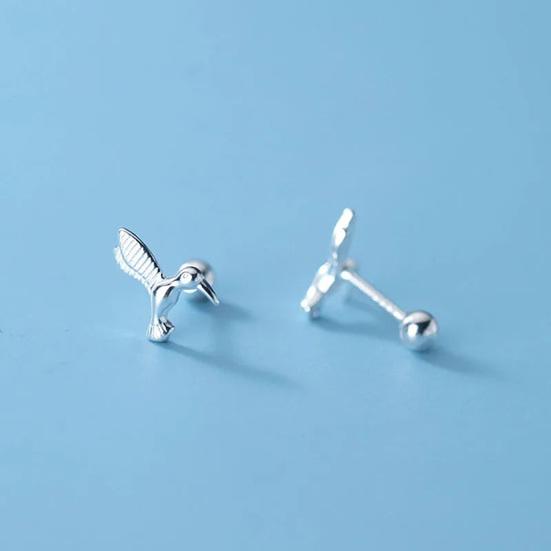 Trustdavis Real 925 Sterling Silver Fashion Sweet Animal Birds Screw Stud Earring For Women Wedding Party Fine Jewelry DB1141