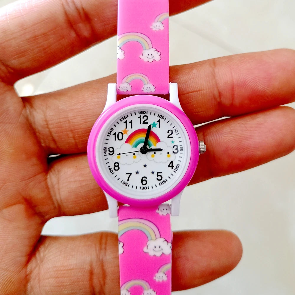 MINISO Cartoon Superhero Princess Unicorn Butterfly  Silicone Kids Children Boys Girls Quartz Birthday Party Gift Watches