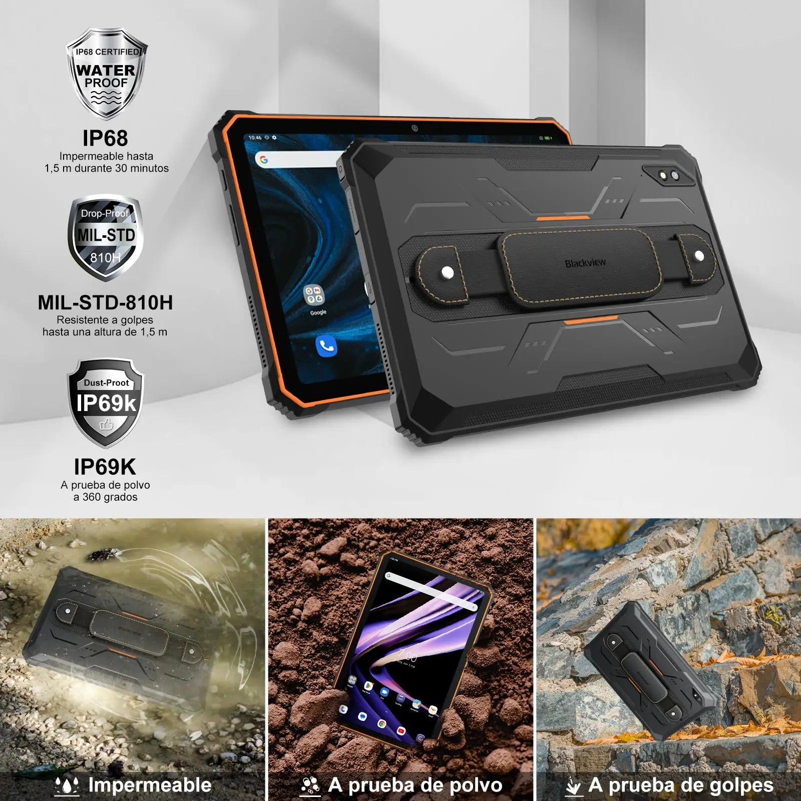 Blackview Active 8 Pro Rugged Tablets Android 14 10.36" 2.4K Display Helio G99 16GB 256GB Tablet PC 22000mAh