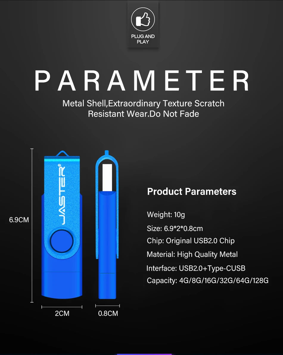 High Speed TYPE-C USB 3.0 Flash Drive 64GB Rotatable OTG Pen Drive 32GB 128GB 256GB Memory Stick for Mobile Phone Black Pendrive