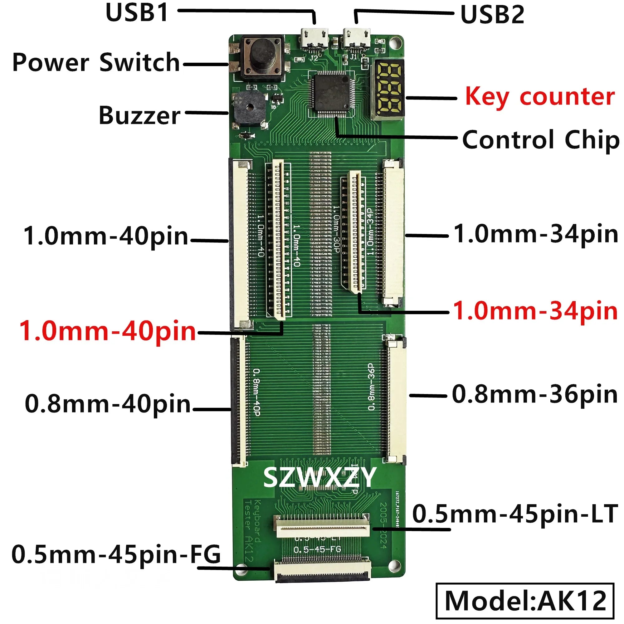 LSC New Original AK12 Laptop Keyboard Tester Testing Device Machine Tool USB Interface With Cable 100% Tested Fast Ship
