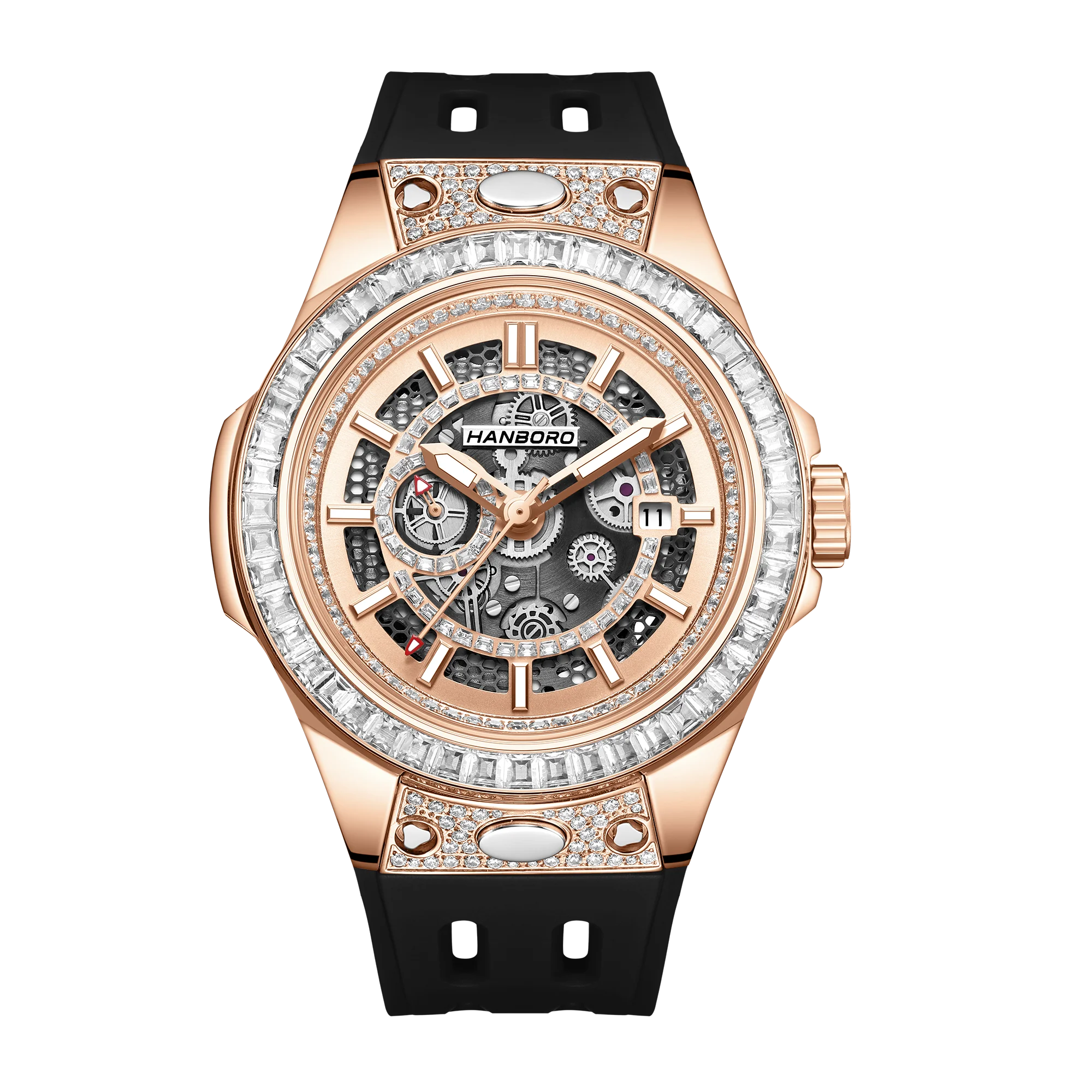 HANBORO super Bang Collection Fashion Light Luxury Quick Release Replaceable Strap Men's Automatic Mechanical Watch