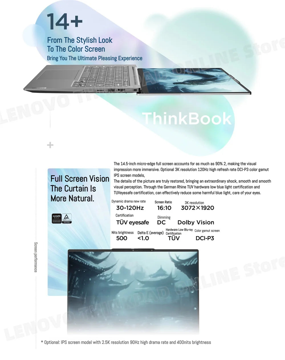 【2025 New】Lenovo ThinkBook 14+ Laptop U5-225H/U7-255H/U9-285H Arc 130T/140T 14.5inch 3K 120Hz Matte Screen