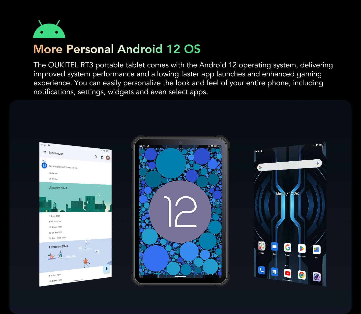 Oukitel RT3 Rugged Tablet 8 Inch HD+ 5150 mAh 4GB+64GB Android 12 Mtk Helio P22 16MP Camera Pad