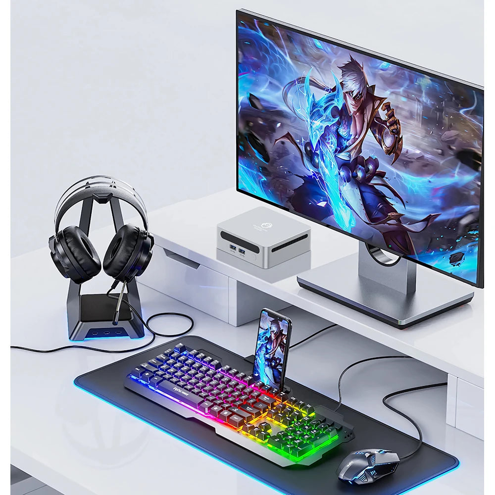 GenMachine Mini PC AMD Ryzen5 PRO 6600H Windows 11Pro 16GB LPDDR5 Dual Channel NVMe M.2 WIFI6 Desktop Office Computer pc gamer