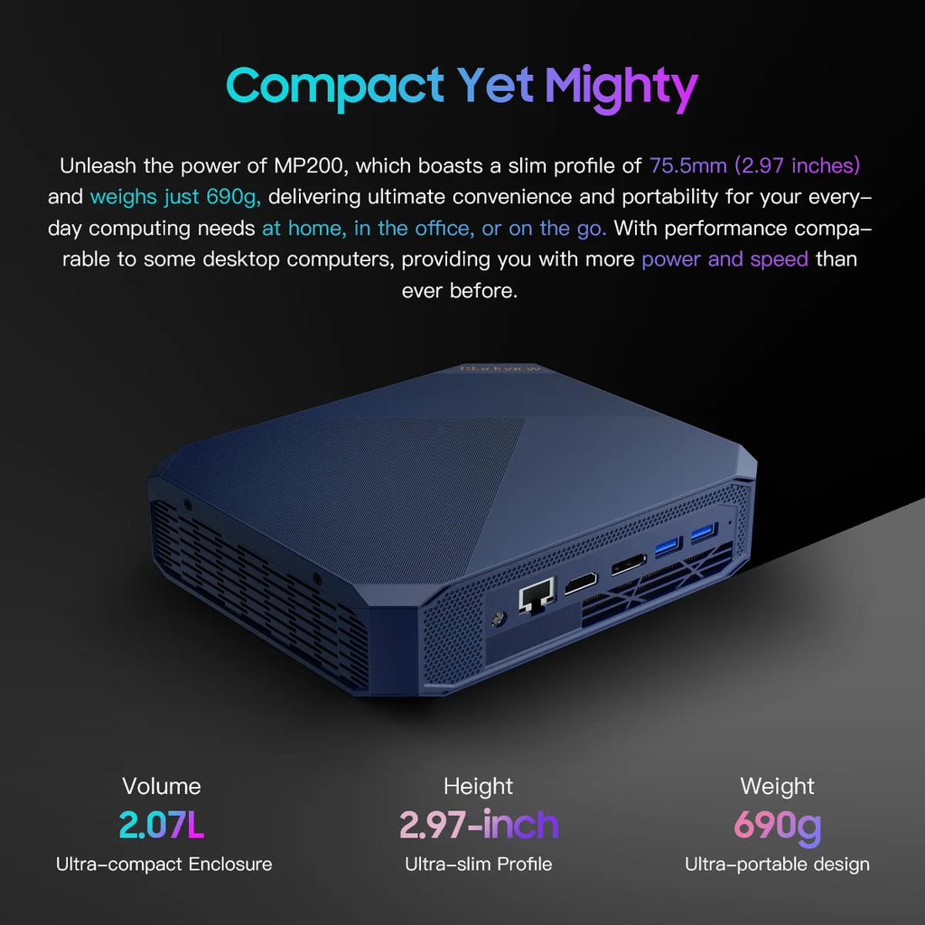 Blackview Mini PC MP200 11th Gen Intel i9-11900H 4.4GHz 16GB DDR4 512GB SSD Win11 Wifi 6 4K HD Desktop Computer