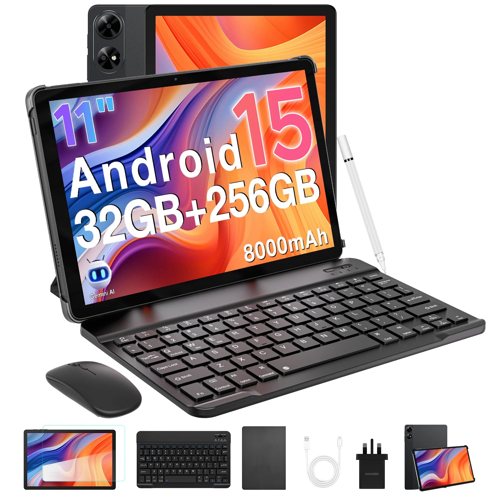Doogee Tab G6+ 2 in 1 Tablet Pc Android 15 Gemini Ai Dual Speakers 8000Mah Battery 32Gb(8+24) Ram 256Gb Rom Widevine L1 4g Lte